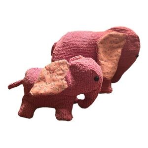 Chenille Purple Elephant Momma & Baby Plush Animal Handmade Set